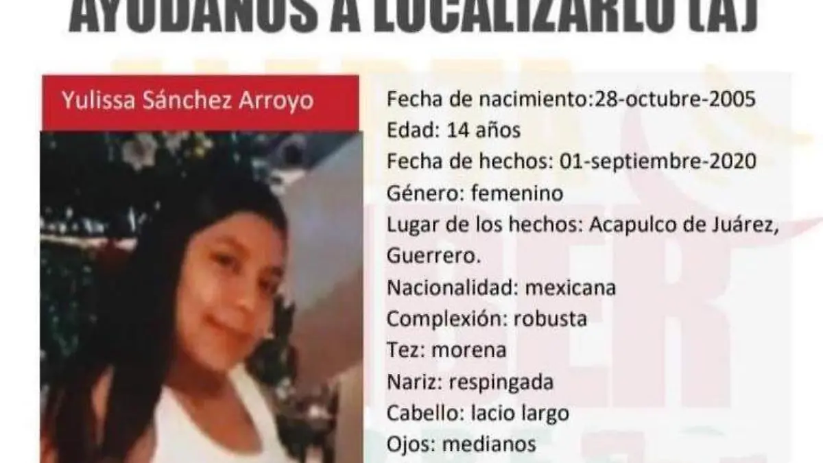 Alerta amber niña acapulco